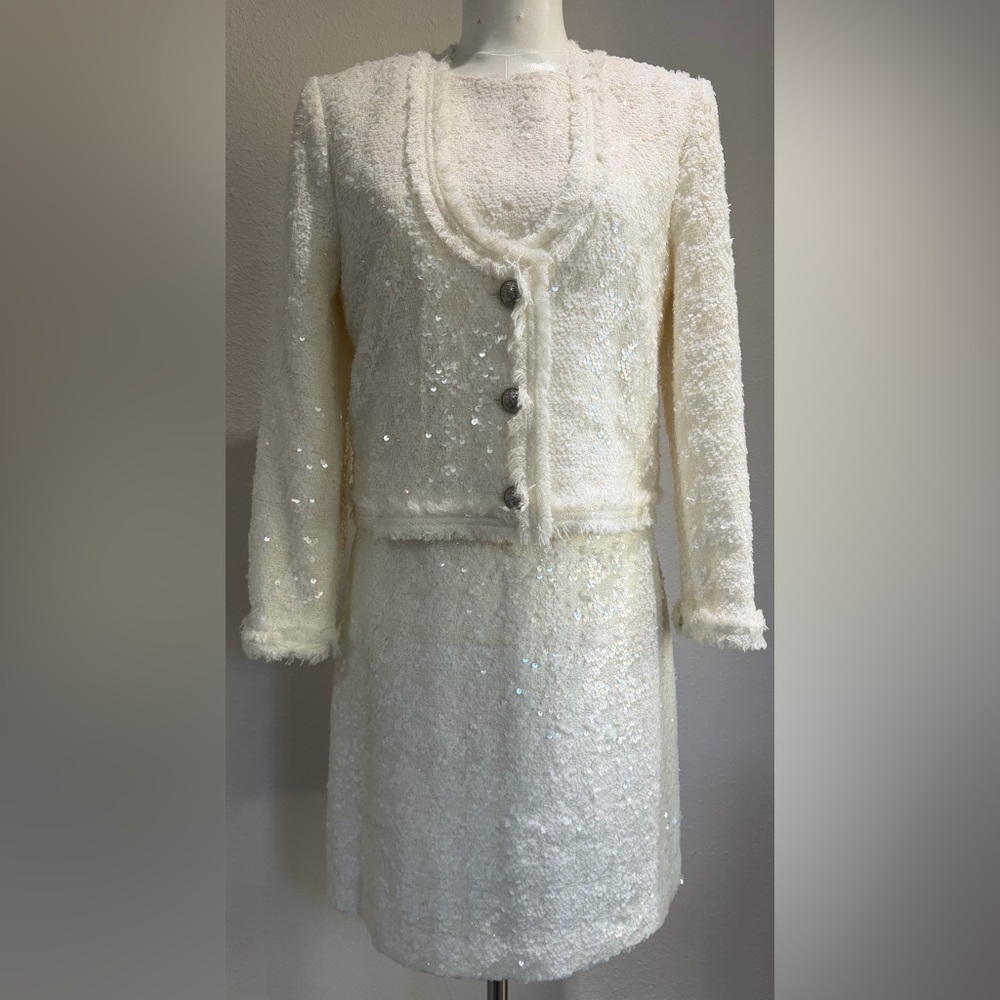10 Crosby Derek Lam White Sleeveless Dress and Cardigan  Sz 8
